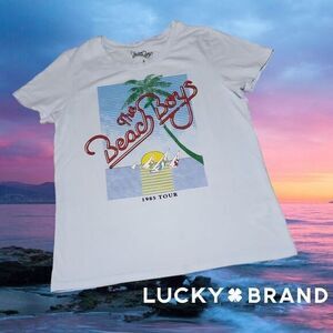 Lucky Brand Women's Beach Boys 1985‎ Tour Round Neck Band Tee Light Blue S
